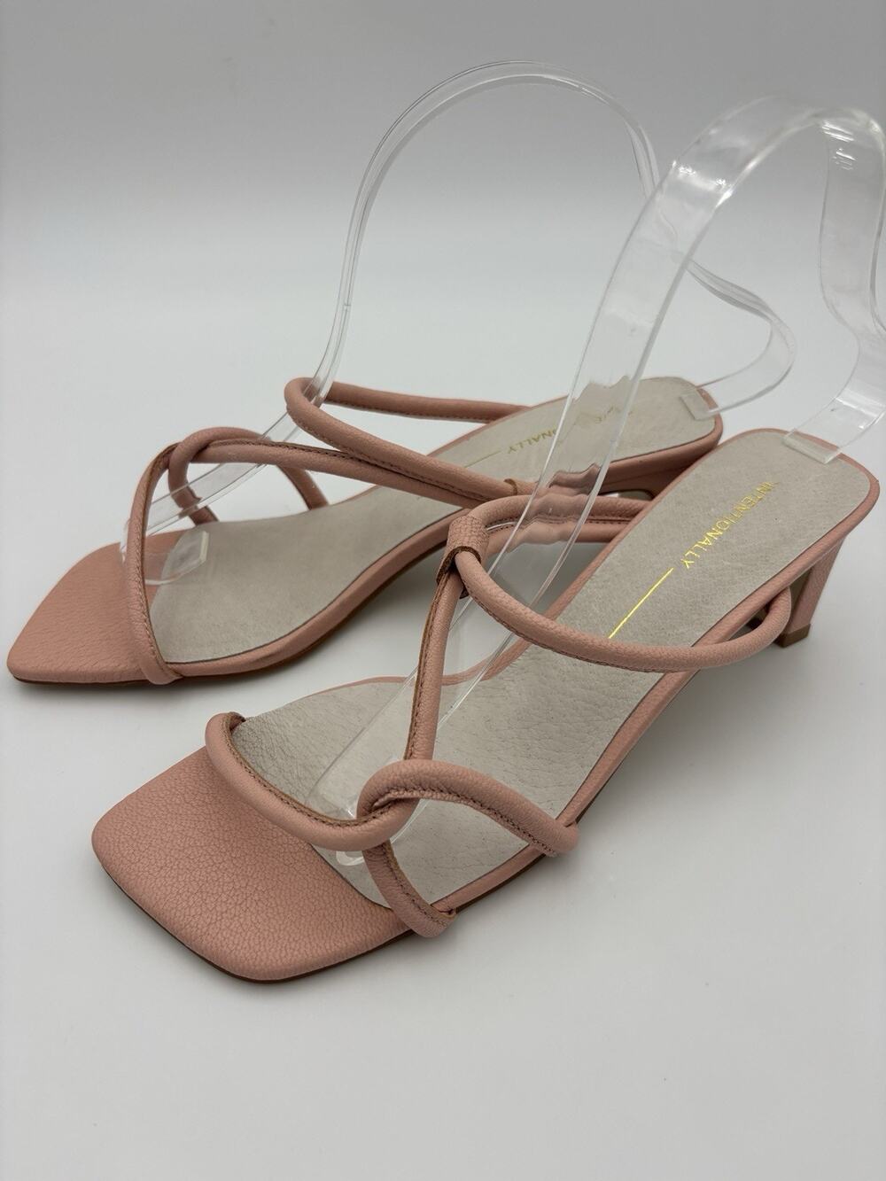 Intentionally Blank Heeled Sandal Pink Nude Size 8 Strappy Block Heel